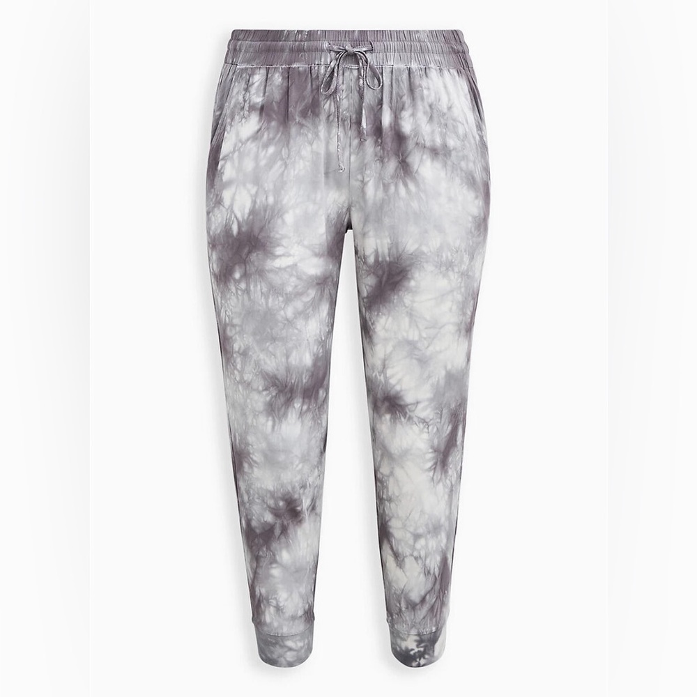 Torrid White & Grey Relaxed Fit Tie Dye Jogger Challis Pants